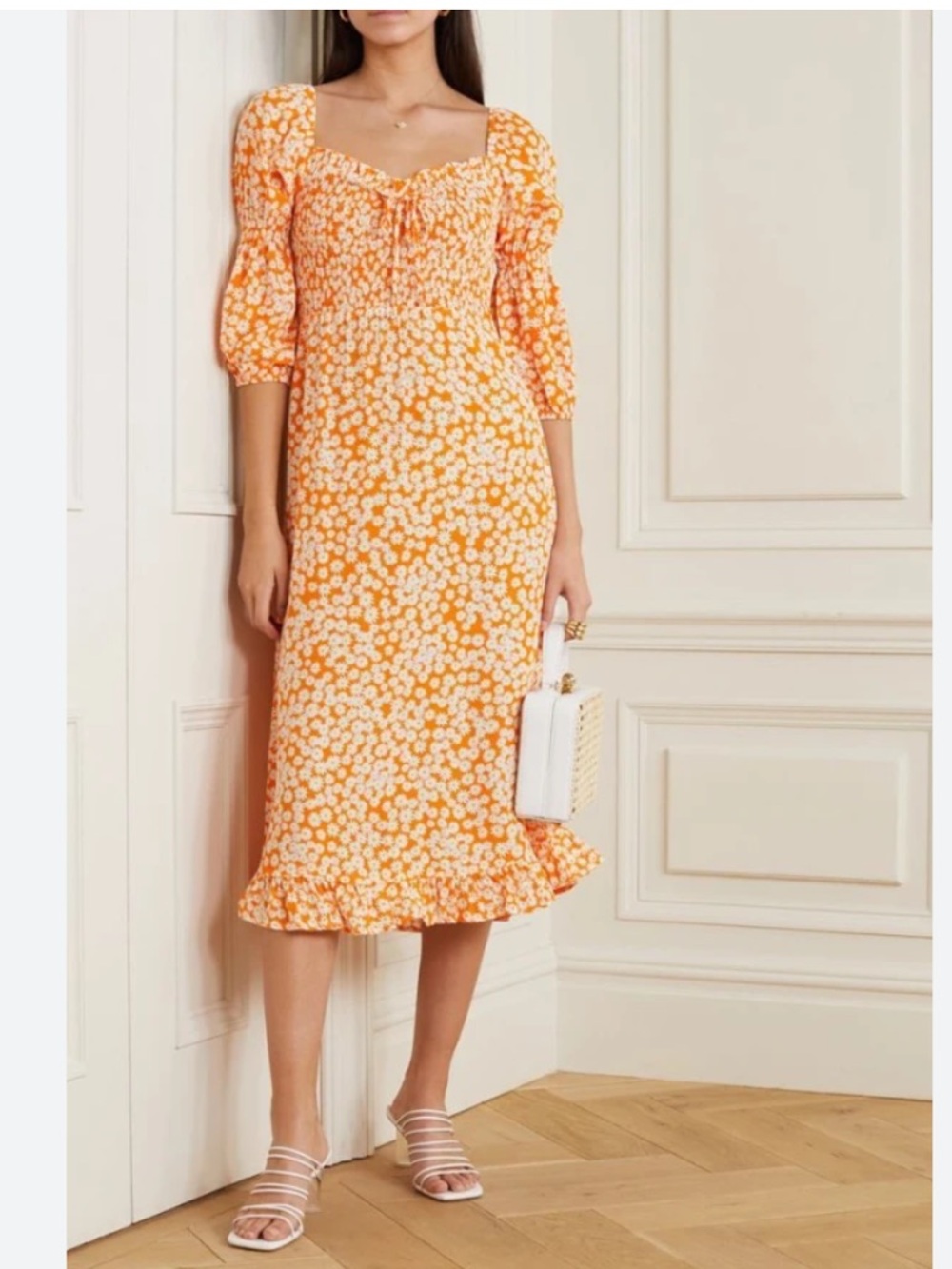 Faithfull The Brand Nora Floral Midi Dress Size 4 Small